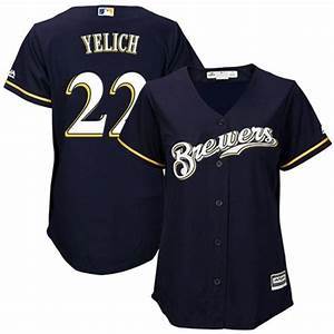 Womens Milwaukee Brewers Christian Yelich Cool Base Replica Jersey Navy