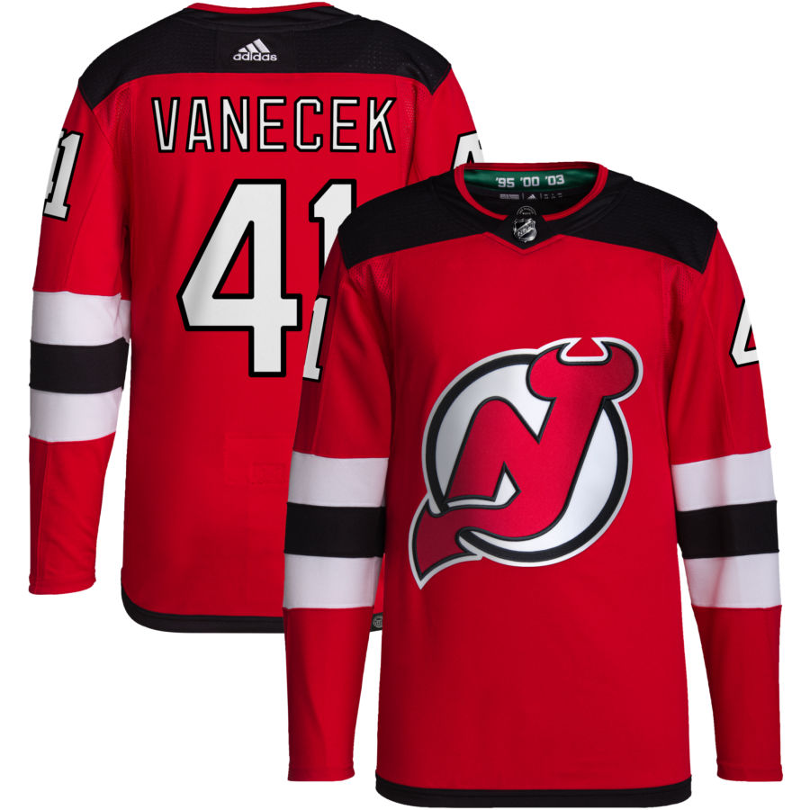 Vitek Vanecek New Jersey Devils adidas Home Primegreen Authentic Pro Jersey - Red