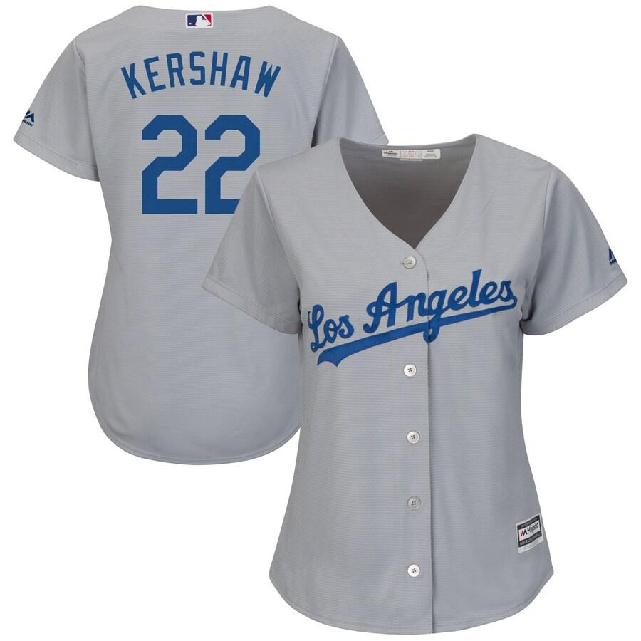 Womens Los Angeles Dodgers Clayton Kershaw Cool Base Replica Jersey Grey