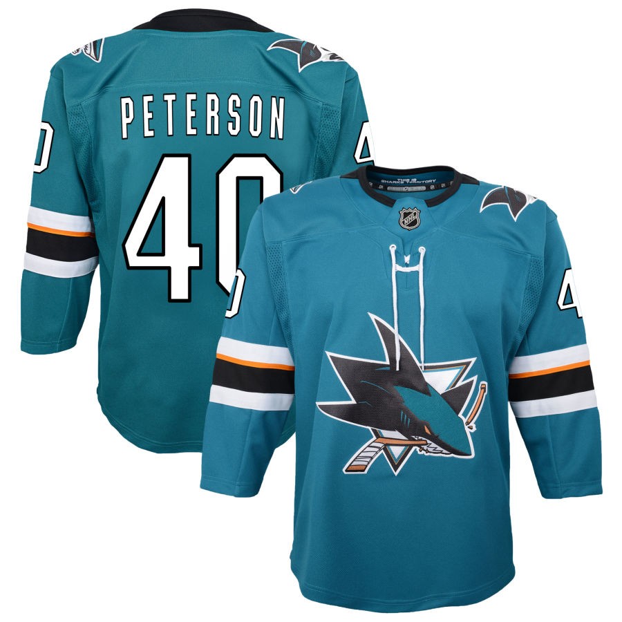 Jacob Peterson San Jose Sharks Youth 2019/20 Home Premier Jersey - Teal