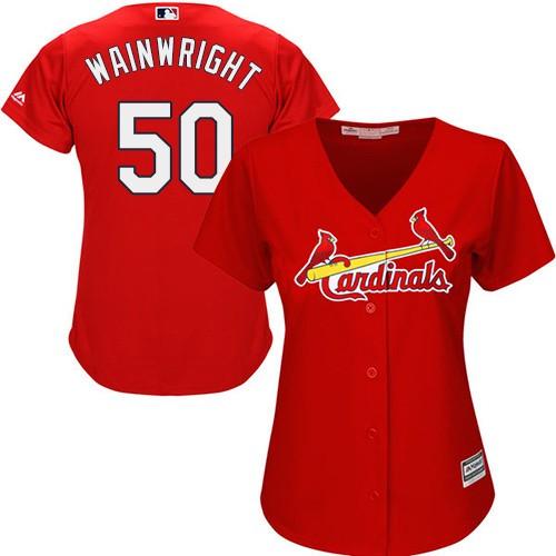 Womens St. Louis Cardinals Adam Wainwright Cool Base Replica Jersey Red